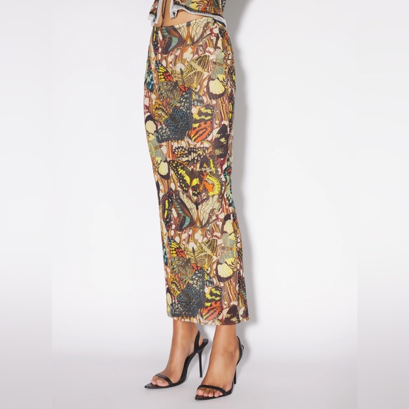 Jean Paul Gaultier Dresses & Skirts - JEAN PAUL GAULTIER BUTTERFLY MESH MAXI SKIRT